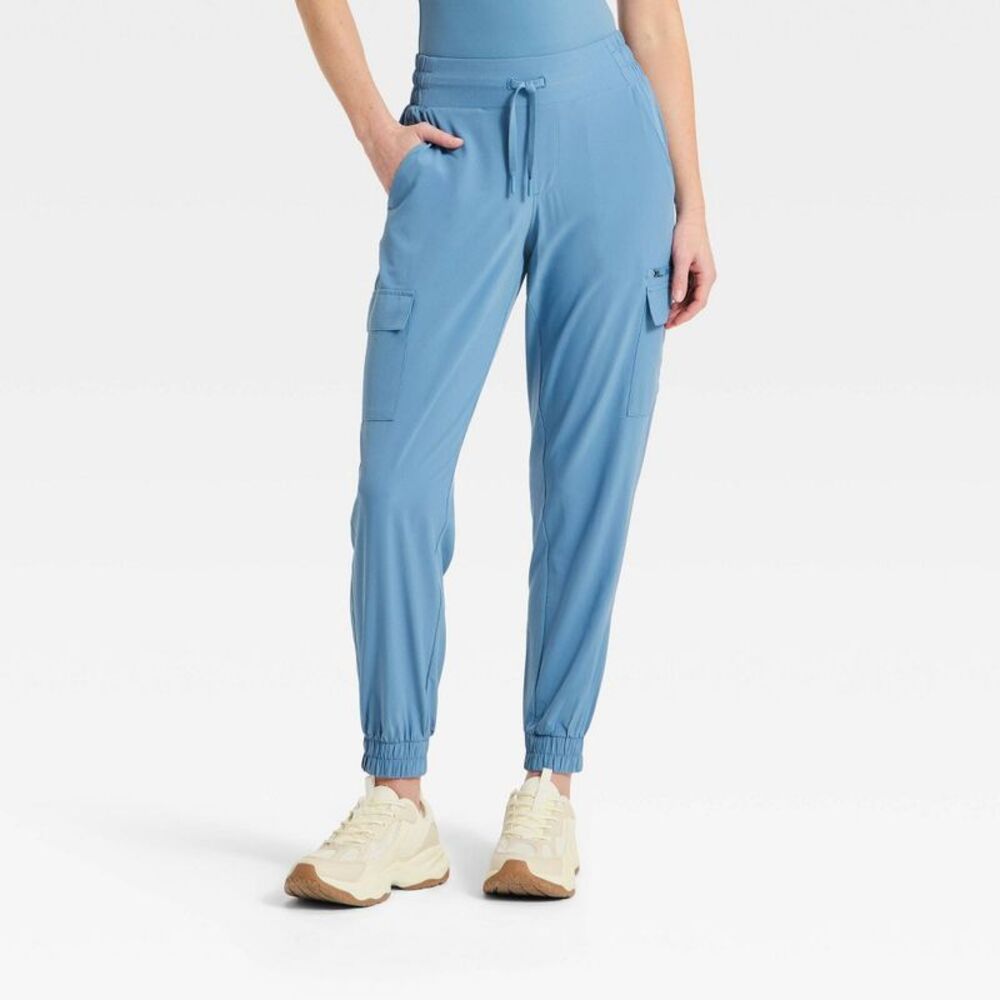 Women's Active Light Mid-Rise Cargo Jogger Pants - Steel Blue S Long